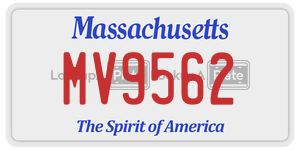 MV9562 license plate in Massachusetts