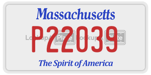 P22039 license plate in Massachusetts