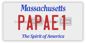 PAPAE1 license plate in Massachusetts