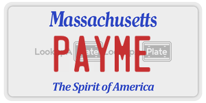 PAYME  license plate in MA