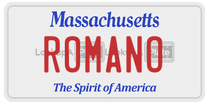 ROMANO license plate in Massachusetts