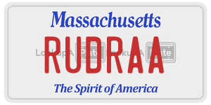 RUDRAA license plate in Massachusetts