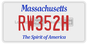 RW352H license plate in Massachusetts