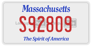 S92809 license plate in Massachusetts