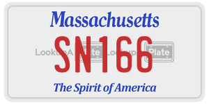 SN166 license plate in Massachusetts