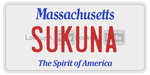 SUKUNA license plate in Massachusetts