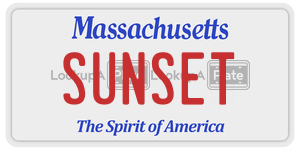 SUNSET license plate in Massachusetts