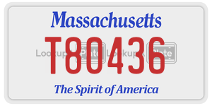 T80436 license plate in Massachusetts
