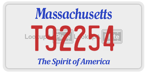 T92254  license plate in MA