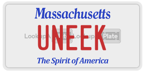 UNEEK license plate in Massachusetts