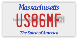 US86MF  license plate in MA