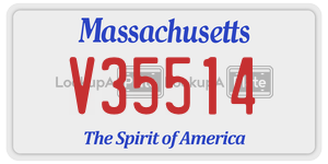V35514  license plate in MA