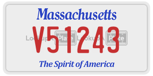 V51243  license plate in MA
