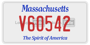 V60542  license plate in MA