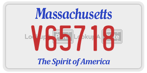 V65718  license plate in MA
