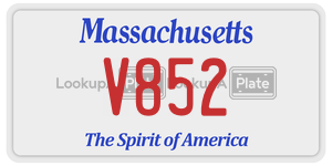 V852 license plate in Massachusetts