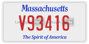 V93416  license plate in MA