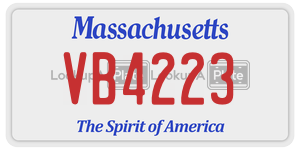 VB4223 license plate in Massachusetts