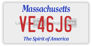 VE46JG  license plate in MA