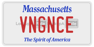 VNGNCE license plate in Massachusetts