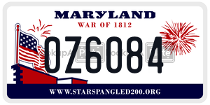 0Z6084 license plate in Maryland