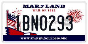 1BN0293 license plate in Maryland