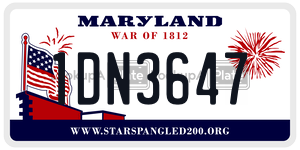 1DN3647 license plate in Maryland