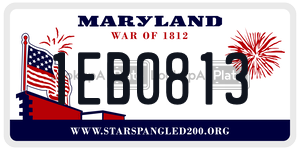 1EB0813  license plate in MD