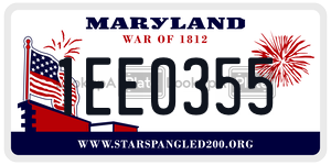 1EE0355  license plate in MD