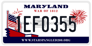 1EF0355  license plate in MD