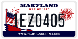 1EZ0405 license plate in Maryland