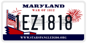 1EZ1818 license plate in Maryland
