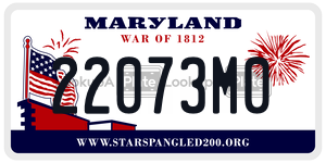 22073M0 license plate in Maryland
