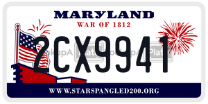 2CX9941 license plate in Maryland