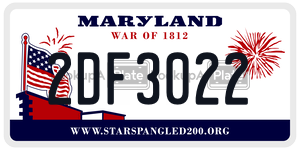 2DF3022 license plate in Maryland