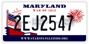 2EJ2547 license plate in Maryland