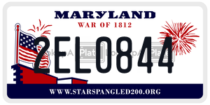 2EL0844 license plate in Maryland