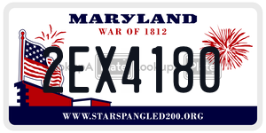 2EX4180 license plate in Maryland