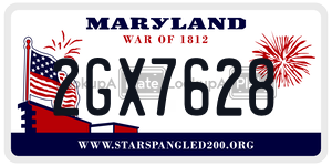 2GX7628 license plate in Maryland