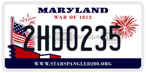 2HD0235  license plate in MD