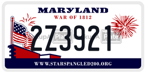 2Z3921 license plate in Maryland