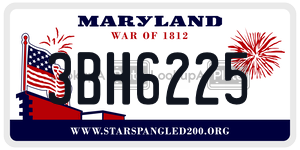 3BH6225 license plate in Maryland