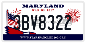 3BV8322 license plate in Maryland