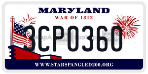 3CP0360 license plate in Maryland