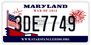 3DE7749 license plate in Maryland