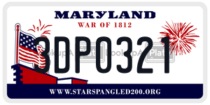 3DP0321 license plate in Maryland