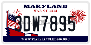 3DW7895 license plate in Maryland