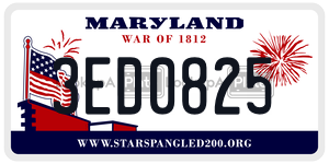 3ED0825  license plate in MD