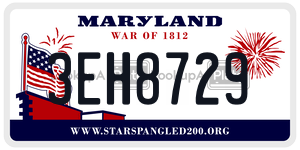 3EH8729 license plate in Maryland