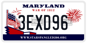 3EXD96 license plate in Maryland